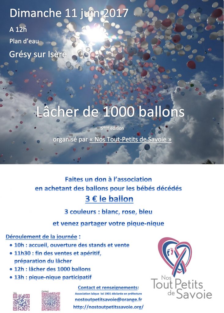 Lâcher de ballons 2017 Nos tout petits de Savoie, Association de soutien aux familles<br />  touchées par le décés d’un bébé